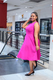 Fuchsia sleeveless skater dress