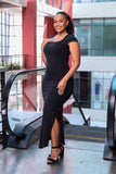 Black bodycon maxi dress