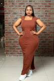 Rust bodycon maxi dress