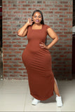 Rust bodycon maxi dress