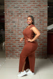 Rust bodycon maxi dress