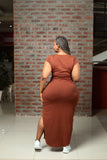 Rust bodycon maxi dress