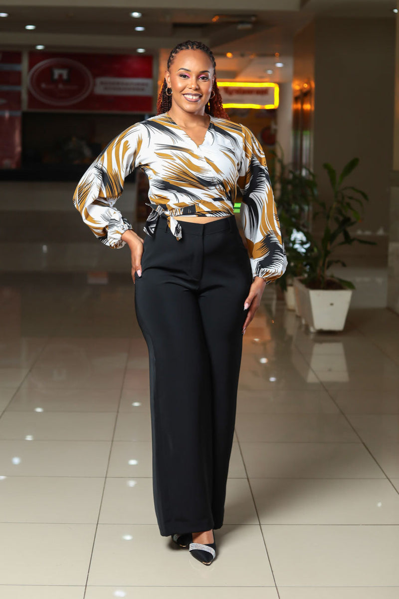 SA Puff Sleeve Wrap Top