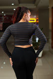 SA Brown Stripped Long Sleeve Tank Top