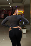 SA Brown Stripped Long Sleeve Tank Top