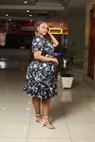 Black and white printed wrap dress