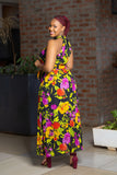 Yellow Green Crossneck Maxi dress-sarai afrique limited