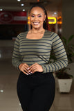 SA Green Stripped Long Sleeve Tank Top