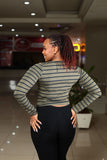 SA Green Stripped Long Sleeve Tank Top
