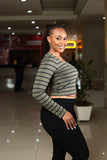 SA Green Stripped Long Sleeve Tank Top