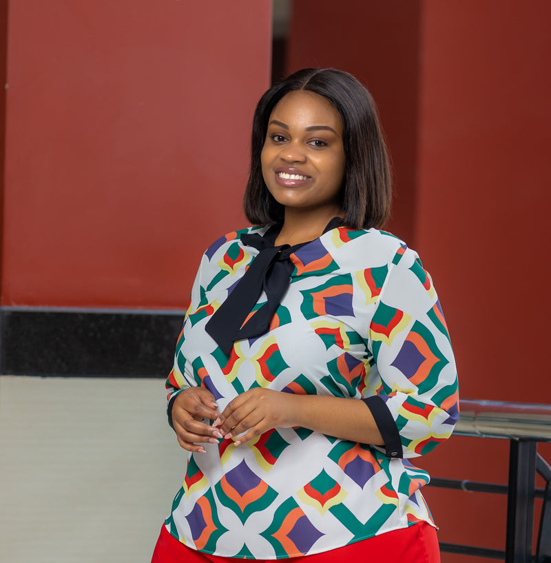 Green Multicolored Necktie Top