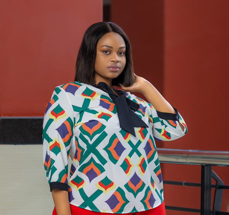 Green Multicolored Necktie Top