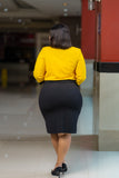 Black and Yellow Belt Dress Suit