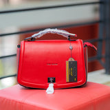 Red Short Handle Leather Handbags
