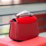 Red Short Handle Leather Handbags