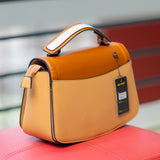Camel Short Handle Leather Handbag