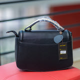 Black Short Handle Leather Handbag