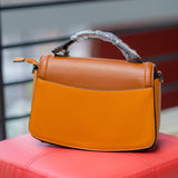 Camel Short Handle Leather Handbag