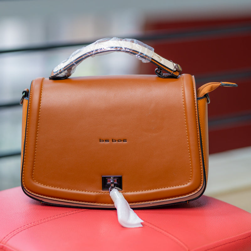 Brown Short Handle Leather Handbag