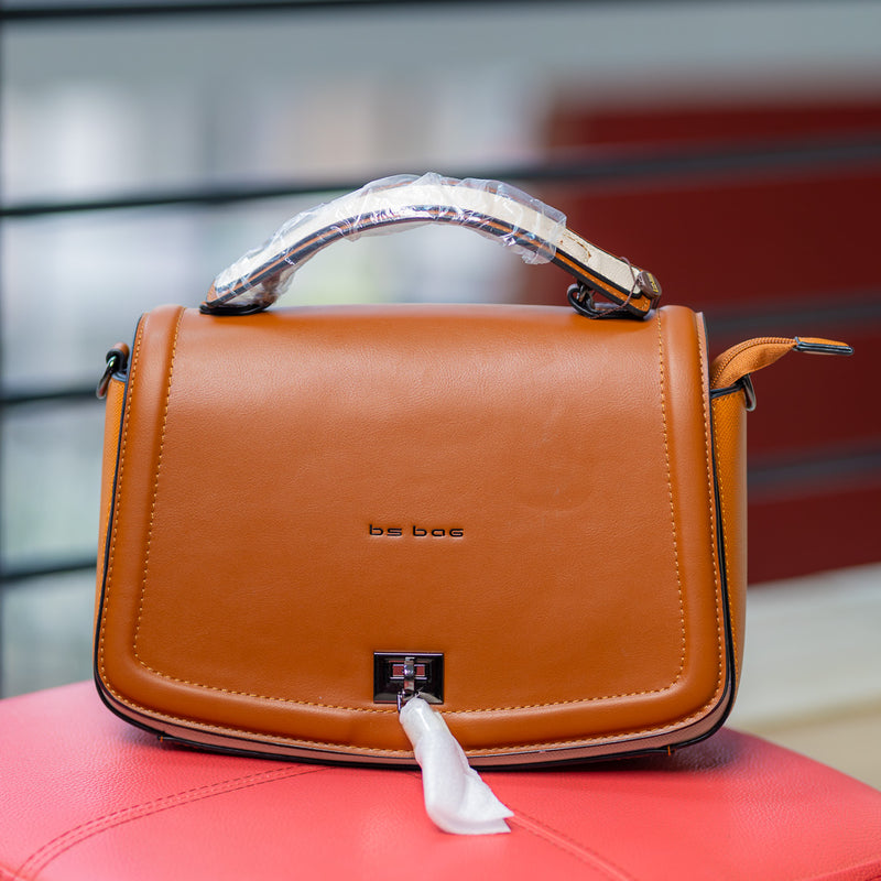 Brown Short Handle Leather Handbag