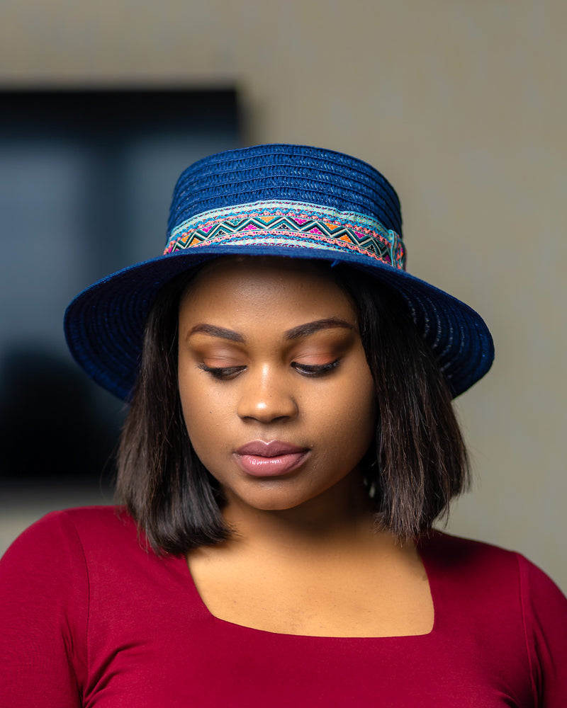 Blue tribal sunny hat