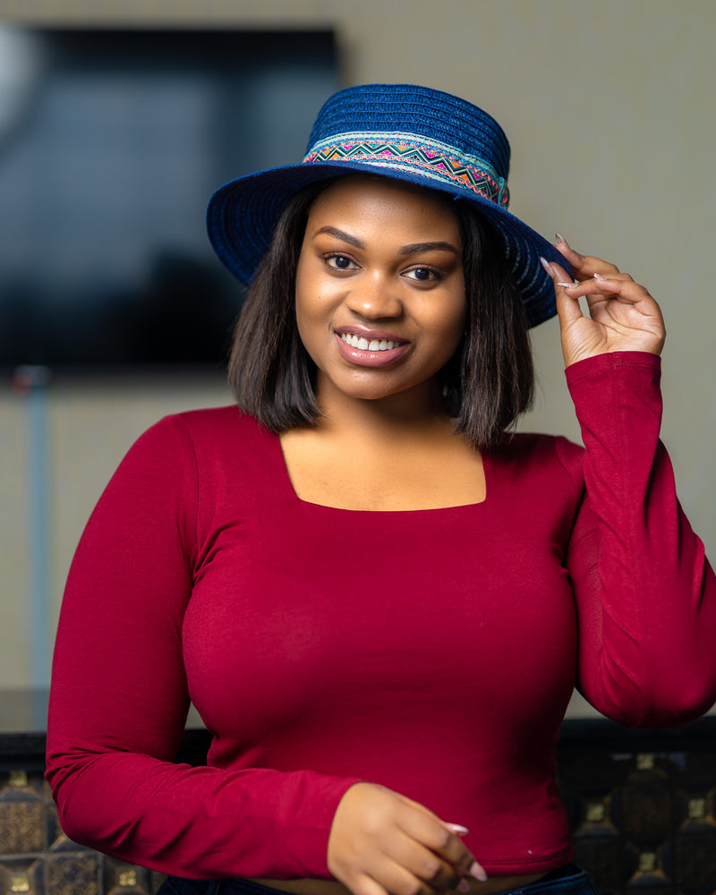 Blue tribal sunny hat