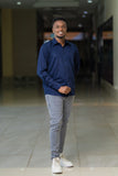 SA long sleveed men navy blue shirt