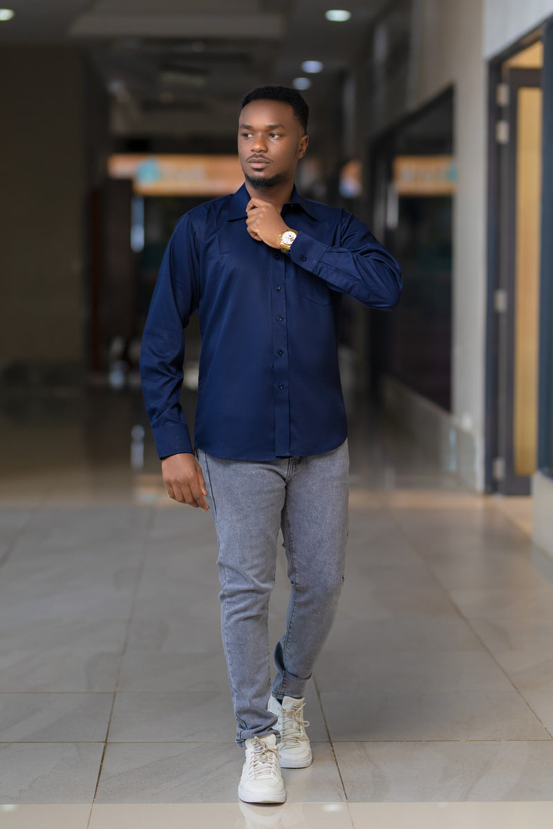 SA long sleveed men navy blue shirt