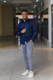 SA long sleveed men navy blue shirt