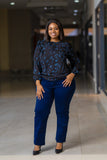 Black Blue Chiffon top
