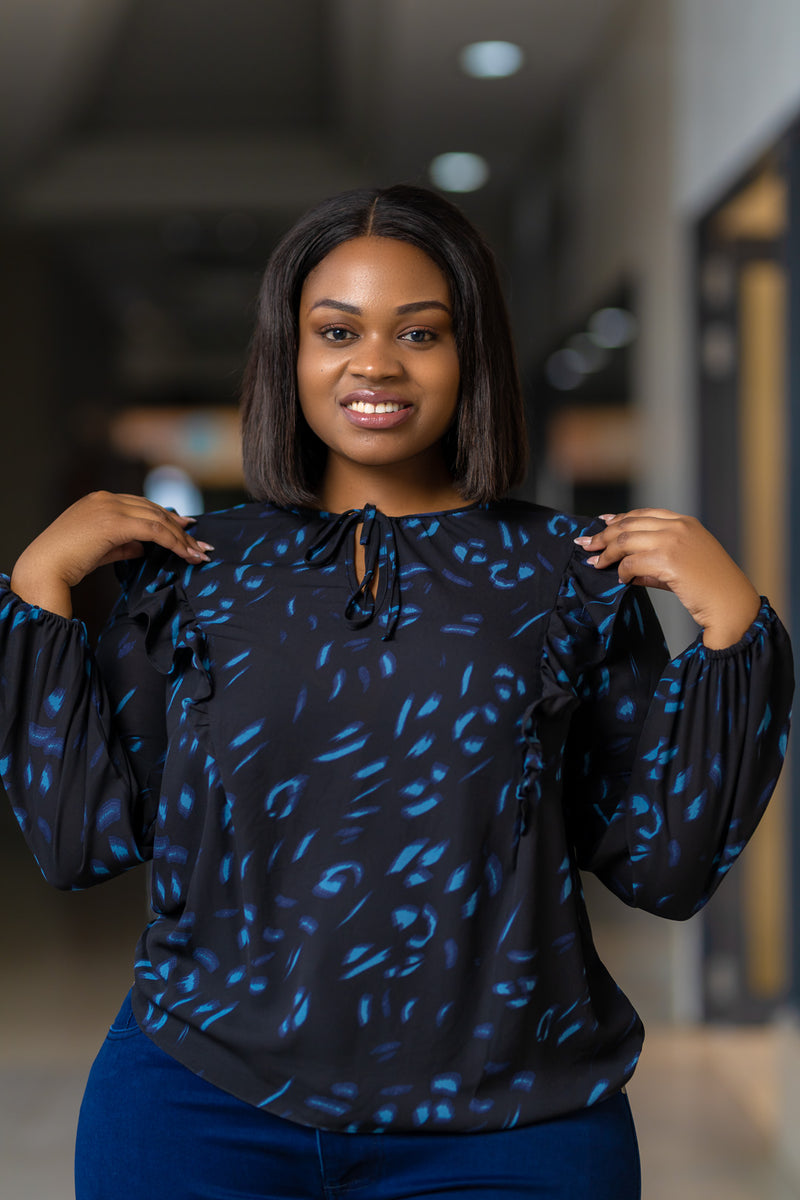 Black Blue Chiffon top