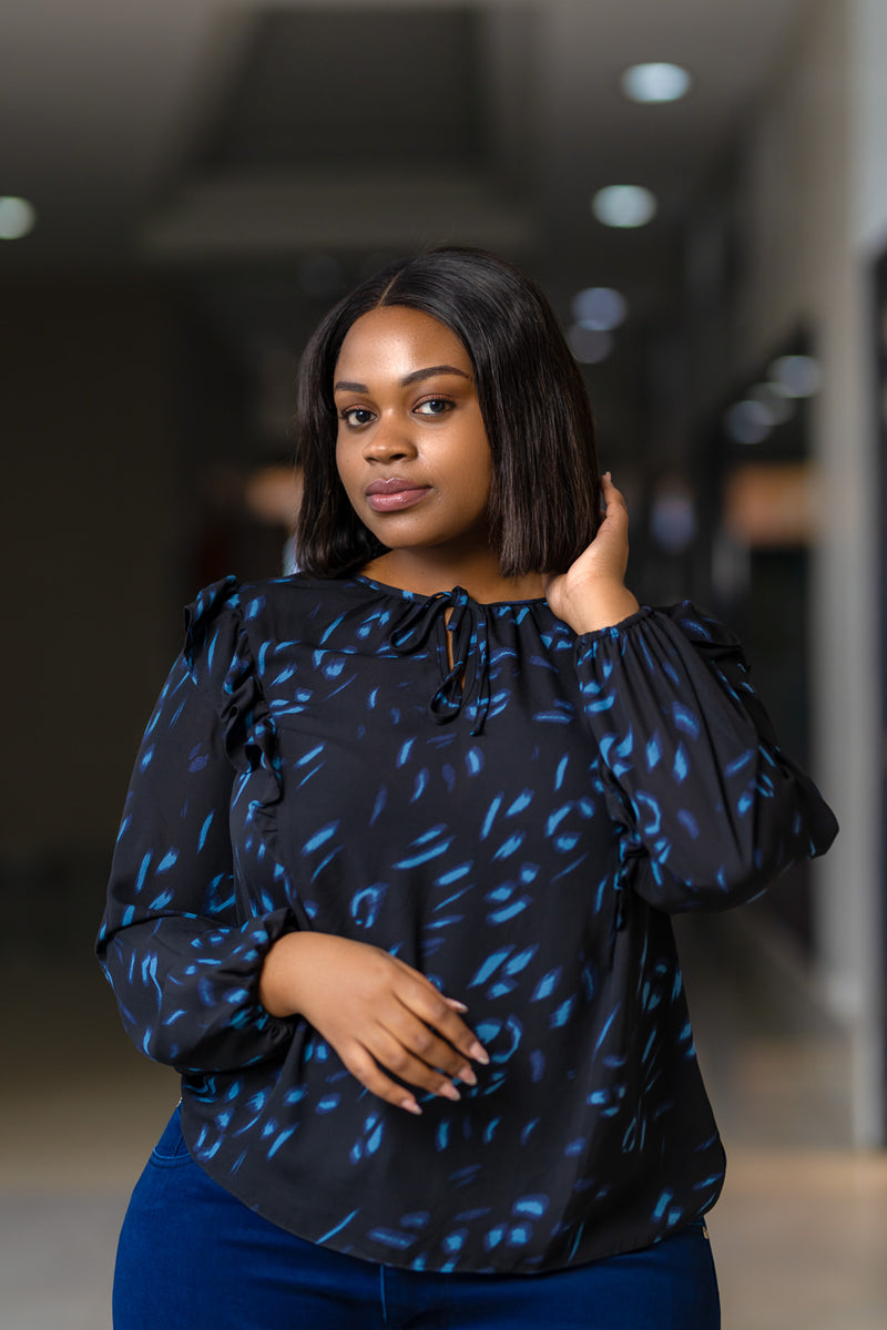 Black Blue Chiffon top