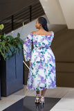 Lilac floral off shoulder dress