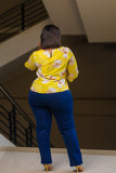 Yellow Cream Floral Chain Chiffon Top