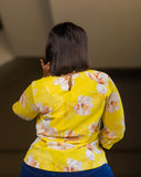 Yellow Cream Floral Chain Chiffon Top