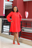 Bishop Sleeve Red Dress - Sarai Afrique