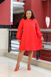 Bishop Sleeve Red Dress - Sarai Afrique