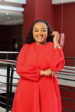 Bishop Sleeve Red Dress - Sarai Afrique