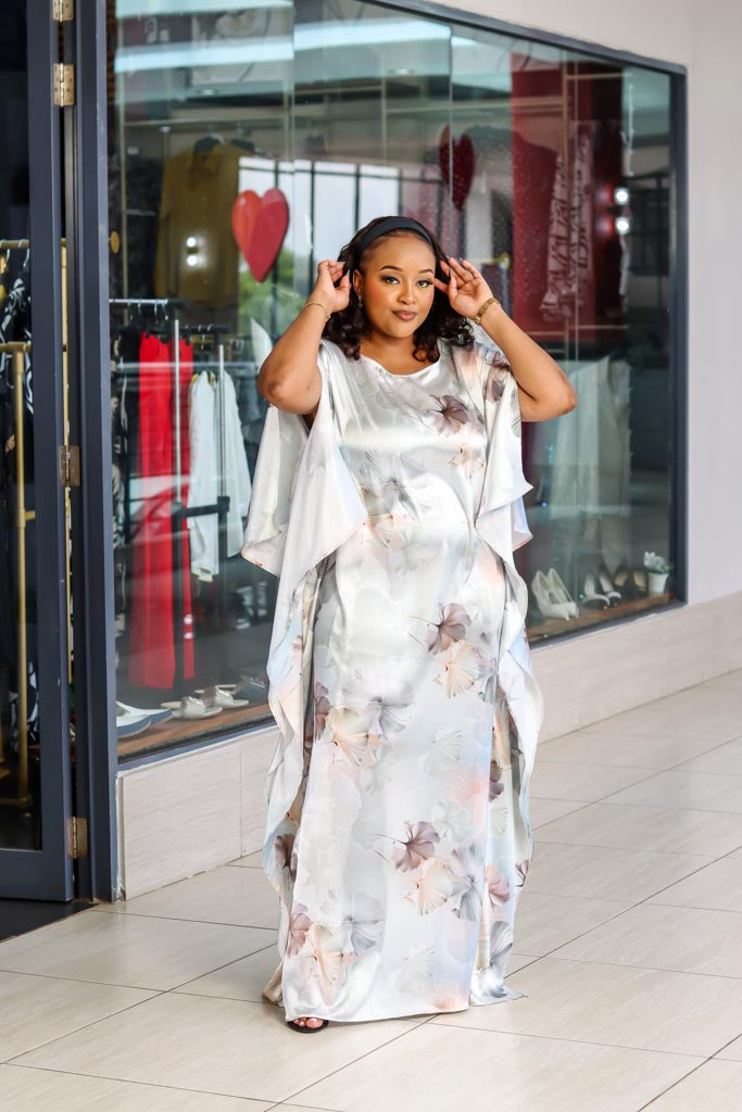 Leaf Patterned Open Sleeve Kaftan - Sarai Afrique