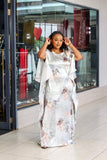 Leaf Patterned Open Sleeve Kaftan - Sarai Afrique