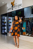 Black orange aline short dress