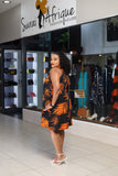 Black orange aline short dress