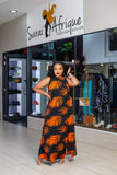 Black orange aline dress with slit