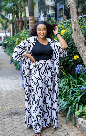 Black Cream Pallazo Set