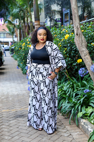 Black Cream Pallazo Set