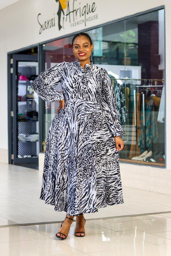 Black & White Circular Placket Dress