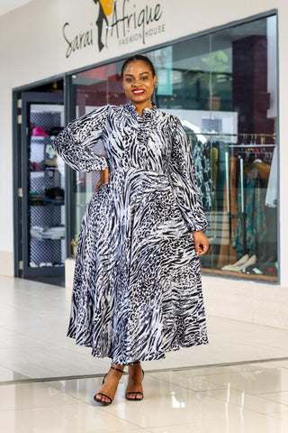 Black & White Circular Placket Dress