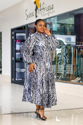 Black & White Circular Placket Dress