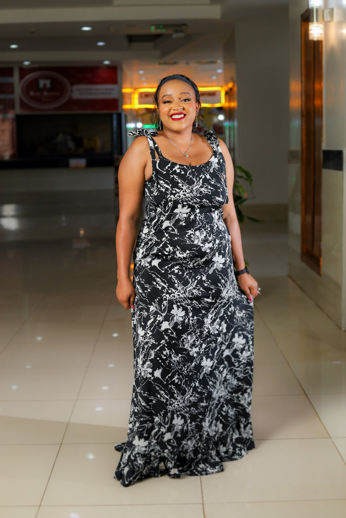 Aline Maxi Dress with Gathers – Sarai Afrique Aline Maxi Dress with Gathers – Sarai Afrique