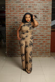 Black Beige Halter Jumpsuit